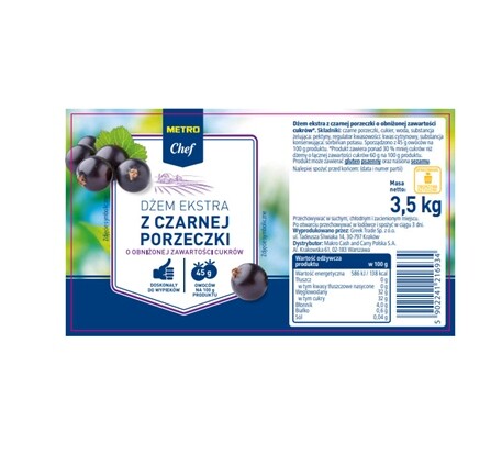 Metro Chef Extra džem z černého rybízu 3,5 kg