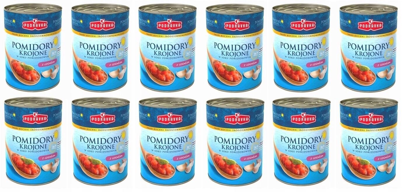 12 x 400 g Podravka Rajčata krájená s česnekem Svařák