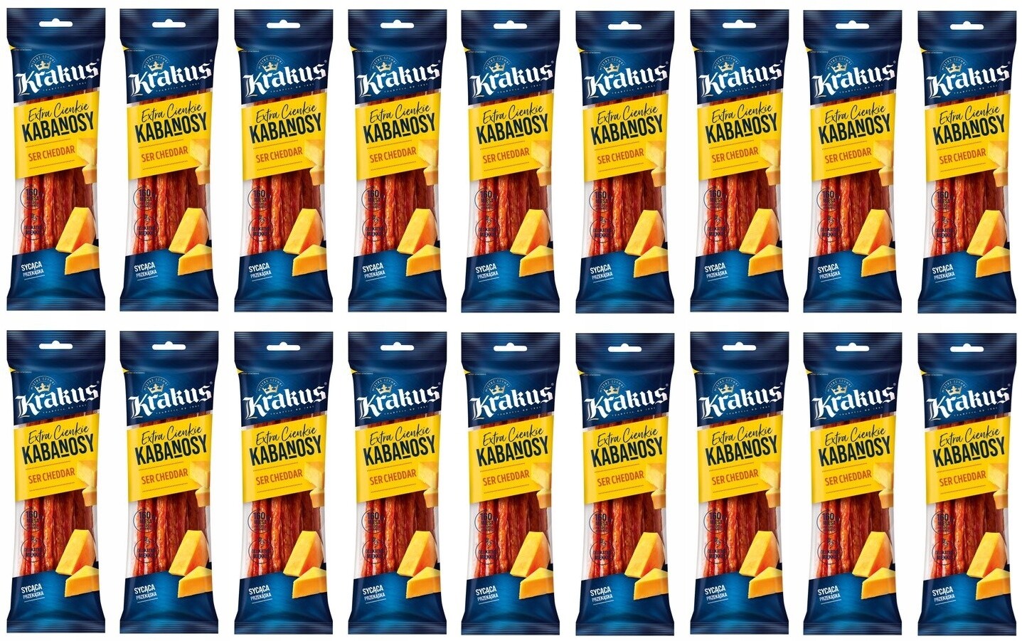 18 x 95 g Krakus Kabanosy se sýrem cheddar Karton