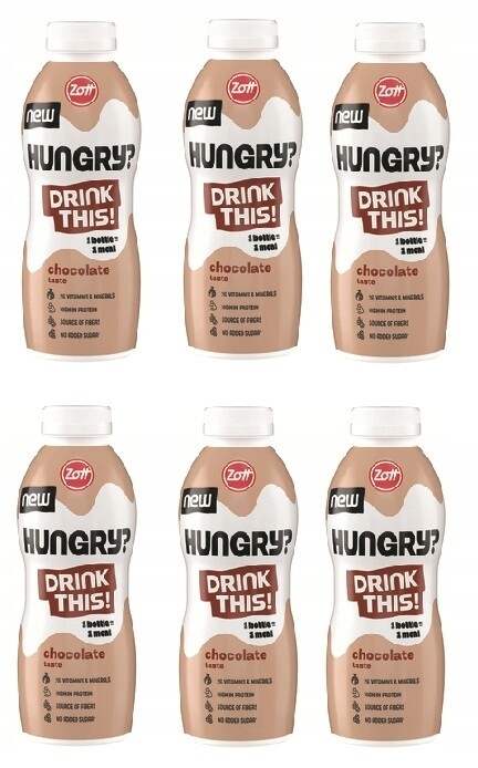 6 x 500 ml Zott Hungry Drink tekuté jídlo čokoláda Svařovací