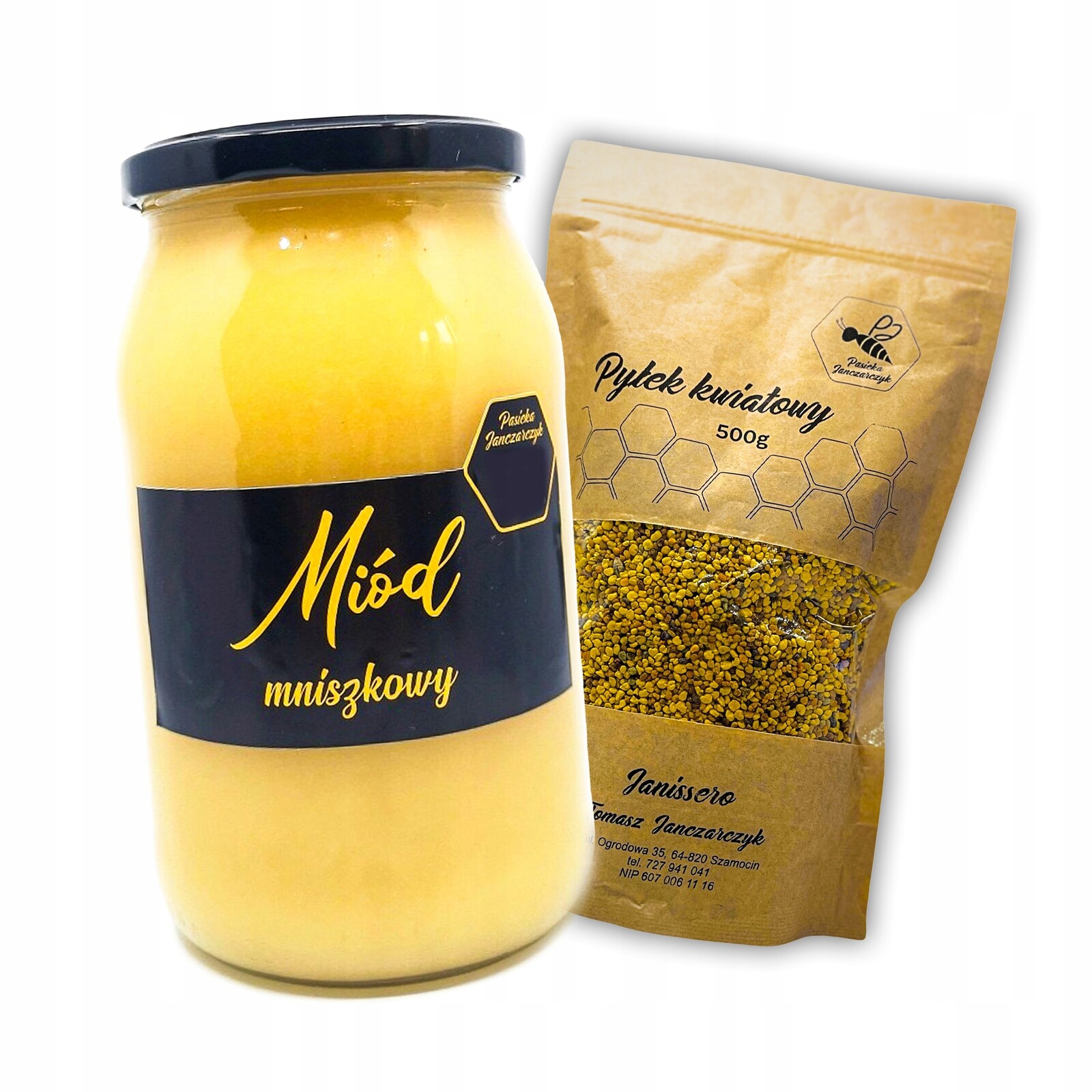 Přírodní mníškový med 1,2 kg Květový pyl 0,5 kg doypack