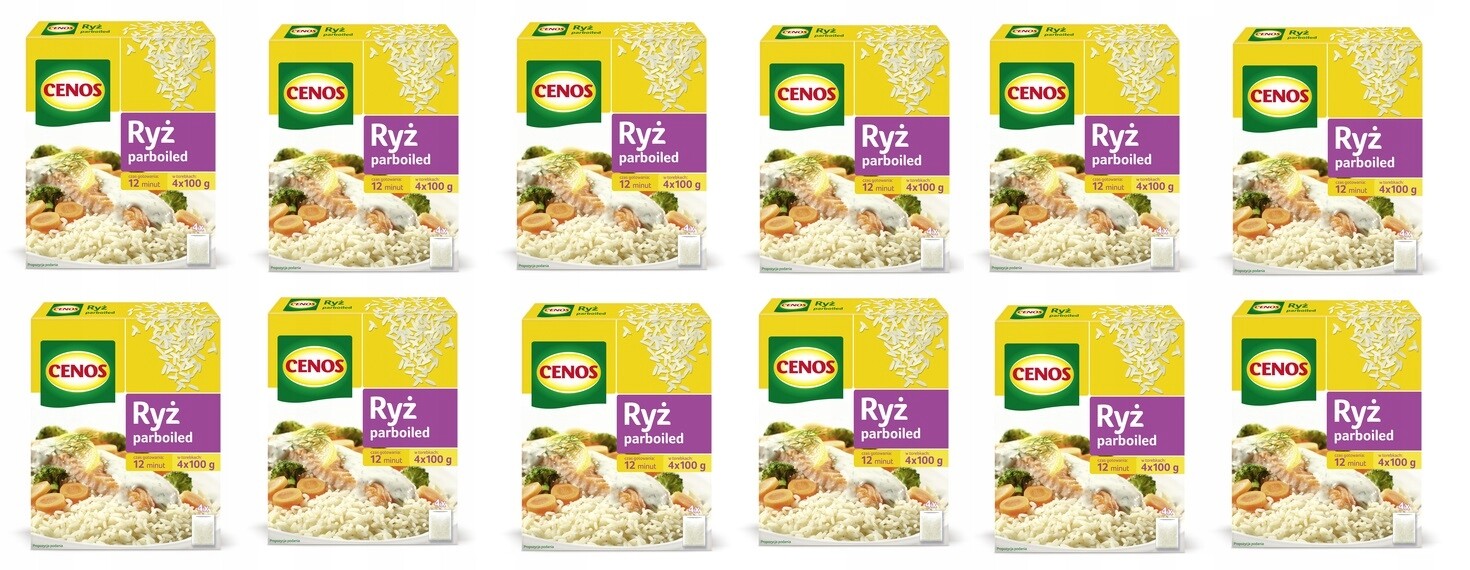12 x 400 g Cenos paraboiled rýže v sáčcích Karton