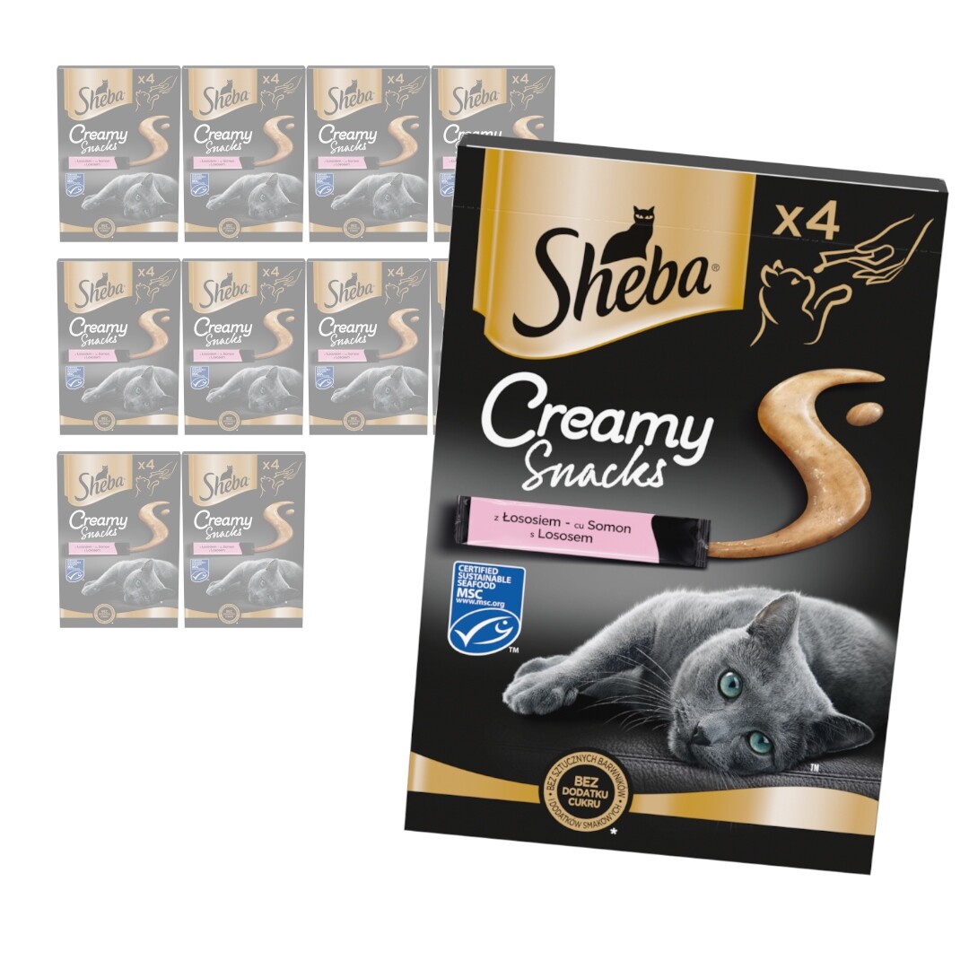 Sheba Creamy Snacks 11x48g Krémová Pamlsek s lososem Pro Kočky