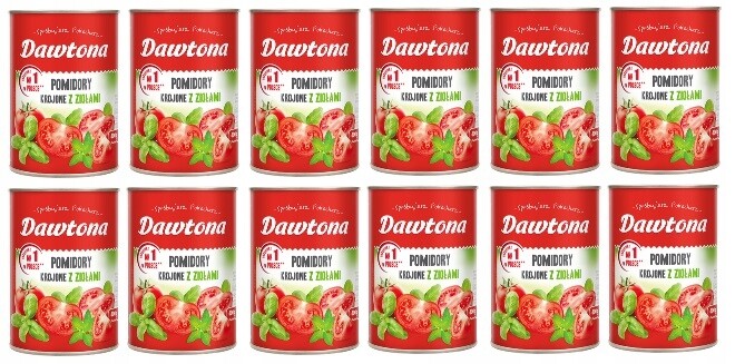 12 x 400 g Dawtona Rajčata krájená s bylinkami Svařovací