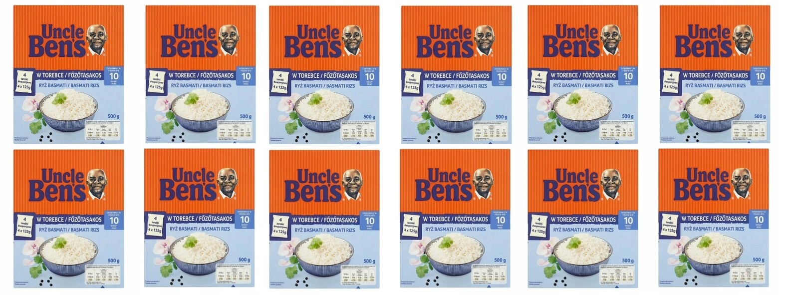 12 x 500 g rýže Uncle Ben's Basmati v sáčcích Karton