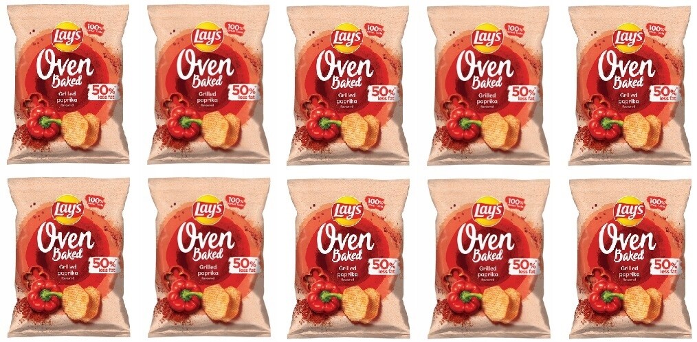10 x 180 g Lay's Oven Backed Grilled Paprika Chipsy Půlka Kartonu