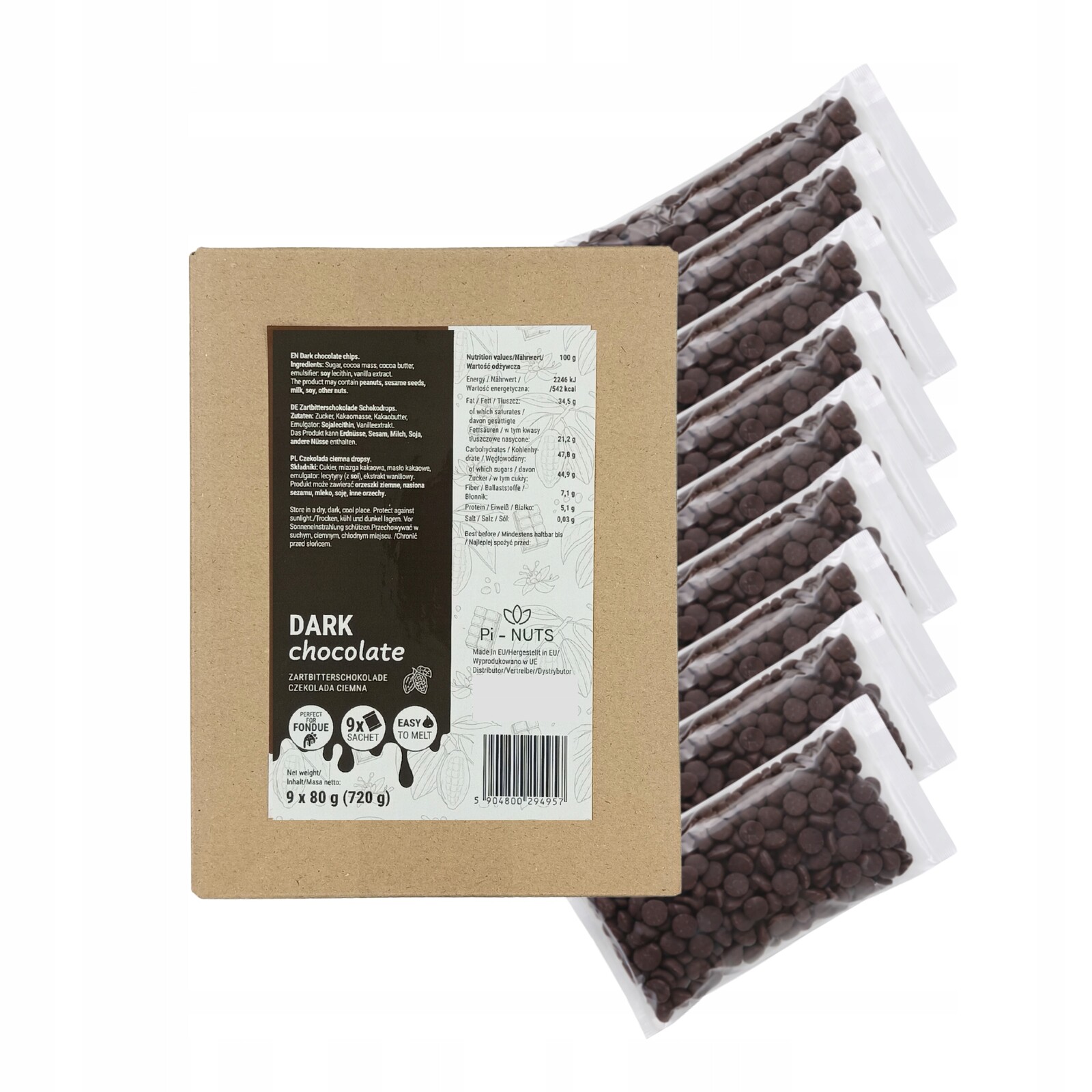 Tmavá Čokoláda (dezertní) 9x80 g (720 g) na fondue, dezerty