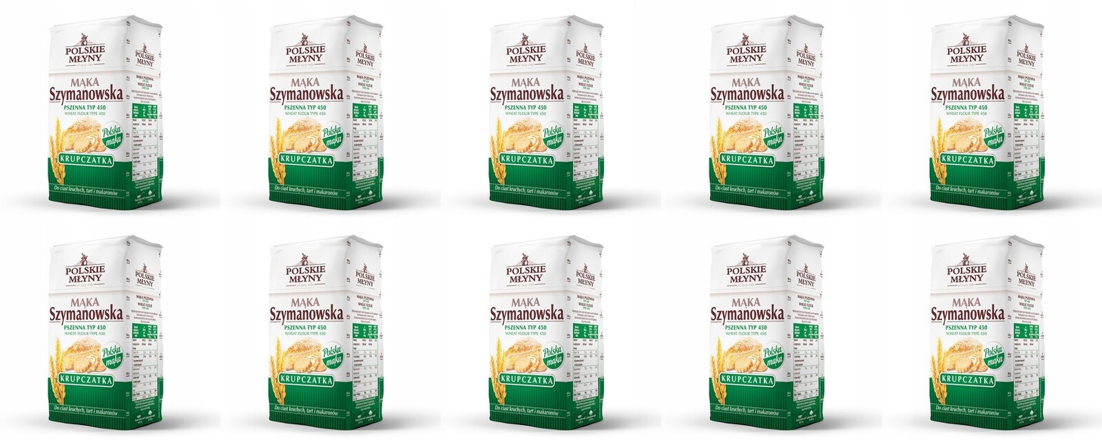 10 x 1 kg Polskie Młyny Mouka typ 450 krupčata