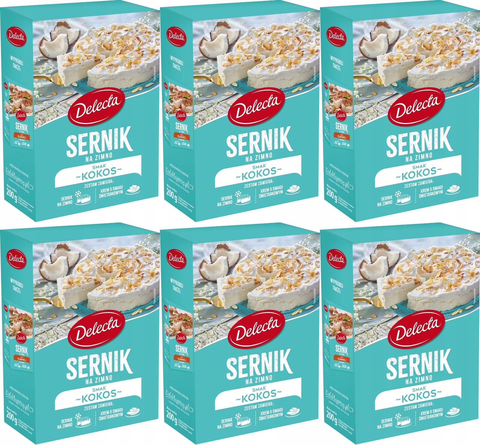 6 x 200 g Delecta Cheesecake za studena s kokosovou příchutí Karton