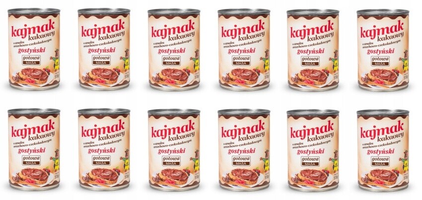12 x 510 g Gostyń Kajmak tekutý karamel kakao ořechovo-čokoládová Karton