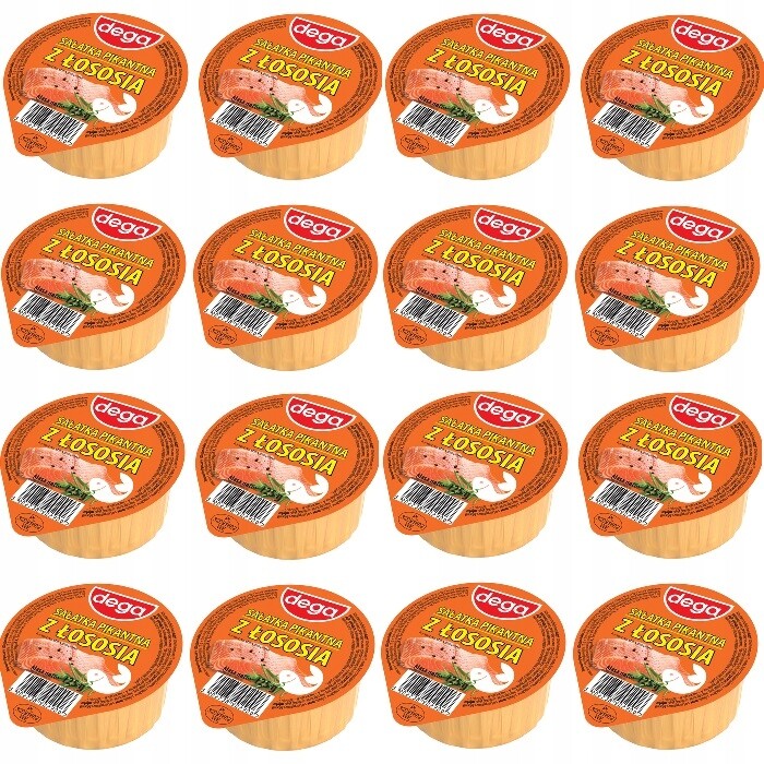 16 x 125 g Dega Pikantní salát z lososa Karton