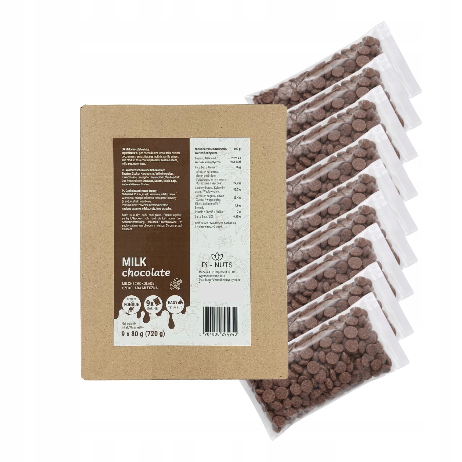 Čokoláda 9x80 g (720 g) pro fondue, dezerty