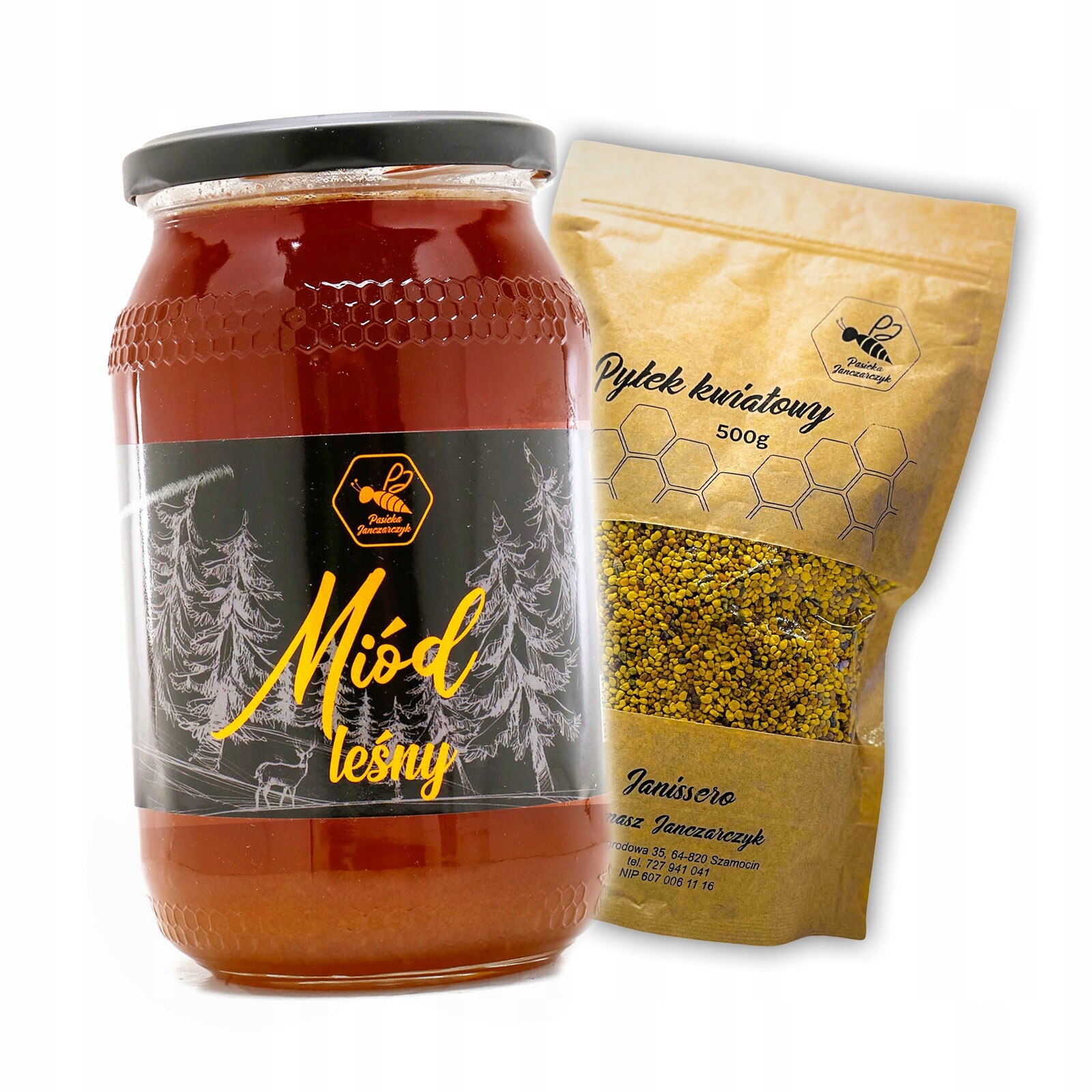 Medovicový med lesní listnatý 1,2 kg Včelí pyl 0,5 kg doypack