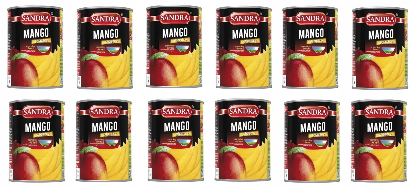 12 x 425 g Sandra Mango plátky v plechovce Karton