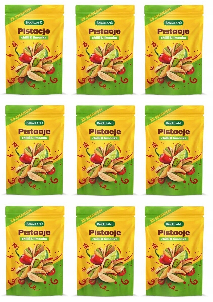 9 x 170 g Bakalland Pistácie pražené Chilli&Lime Karton