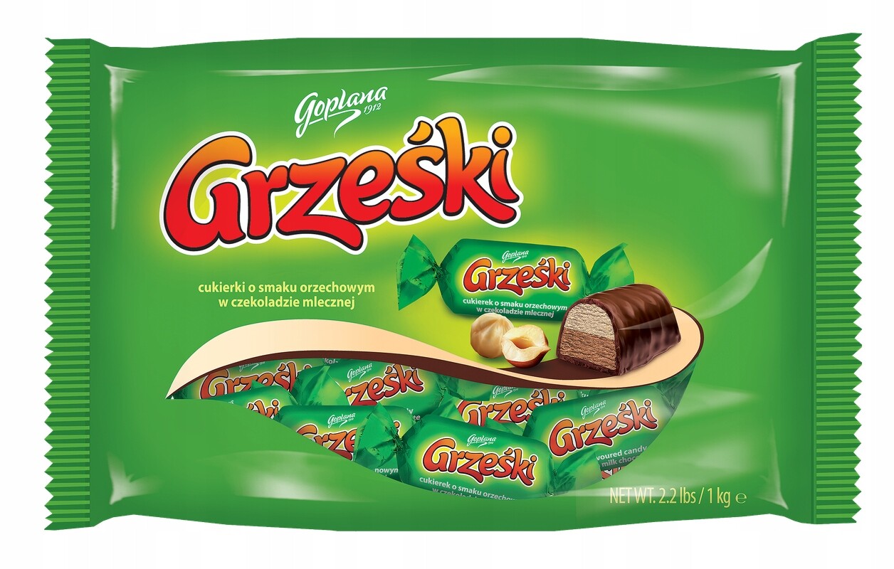 Goplana Grześki Bonbóny s oříškovou příchutí v mléčné čokoládě 1 kg