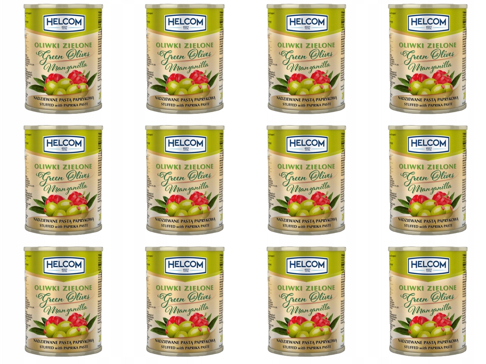 12 x 300 ml Helcom Zelené olivy plněné paprikou Karton