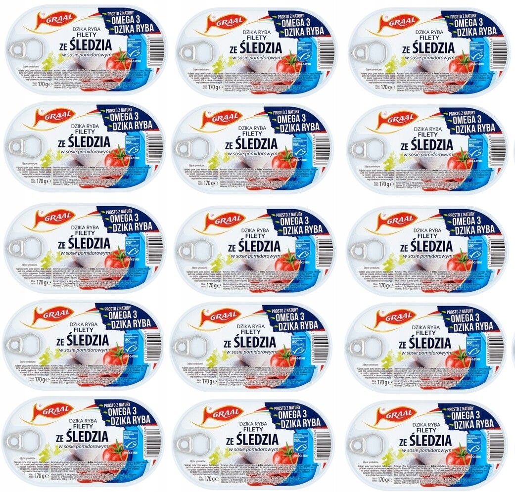 15 x 170 g Graal filé ze sleďů v rajčatové omáčce Karton