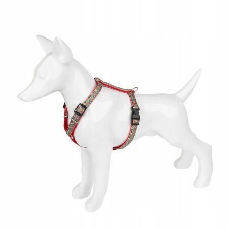 Barry King Postroj pro psa, folkový vzor, páska, 25MM/70-90CM, červený