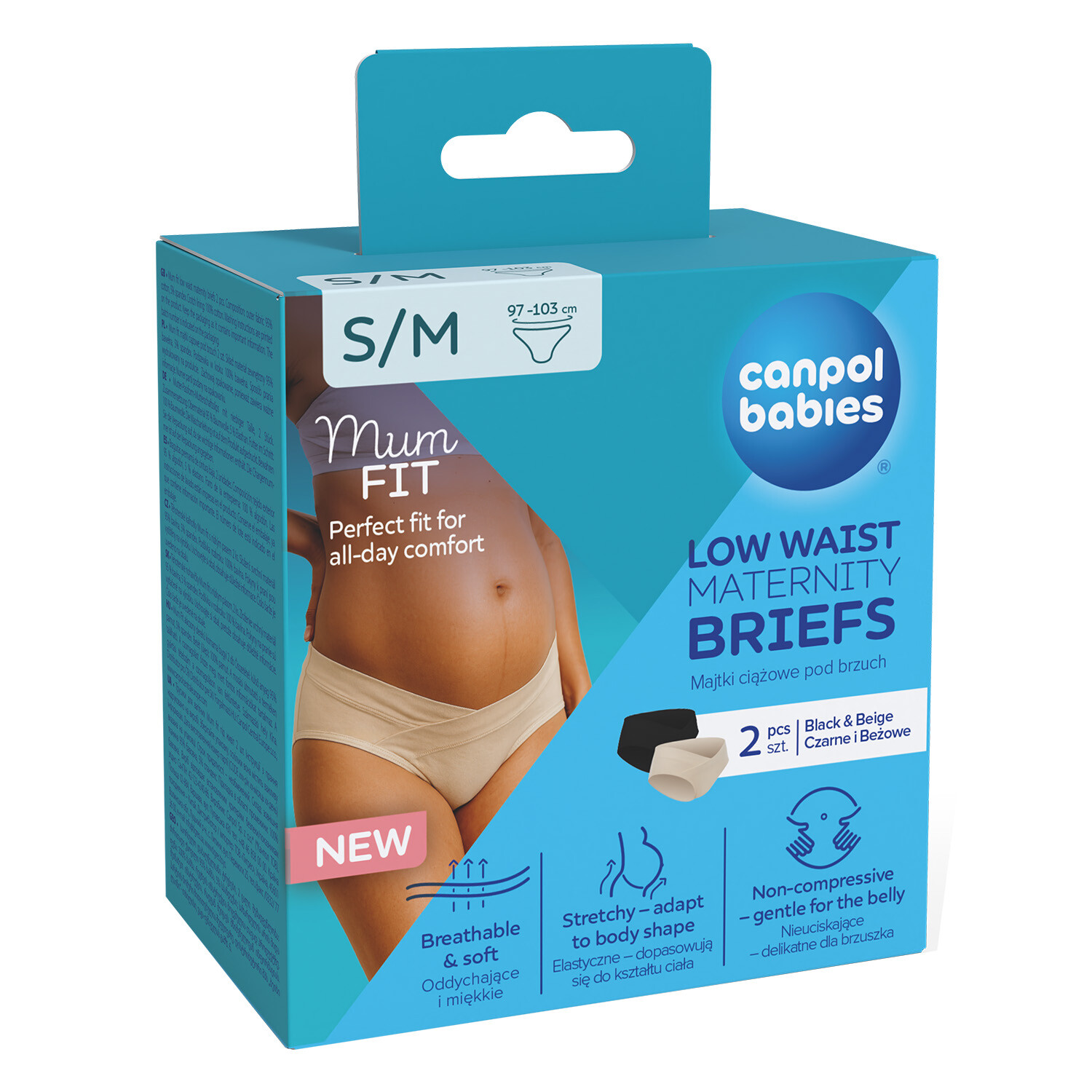 CANPOL BABIES Těhotenské kalhotky s nízkým pasem MumFIT S/M 2 ks