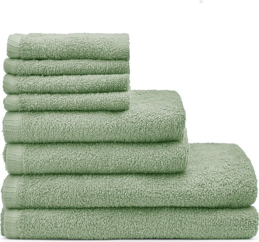 Zelené rychleschnoucí/froté bavlněné ručníky a osušky v sadě 8 ks Quick Dry – Catherine Lansfield