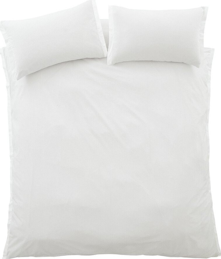 Světle šedé 3dílné povlečení na dvoulůžko z bavlněného perkálu 200x200 cm Seersucker Woven Stripe – Bianca