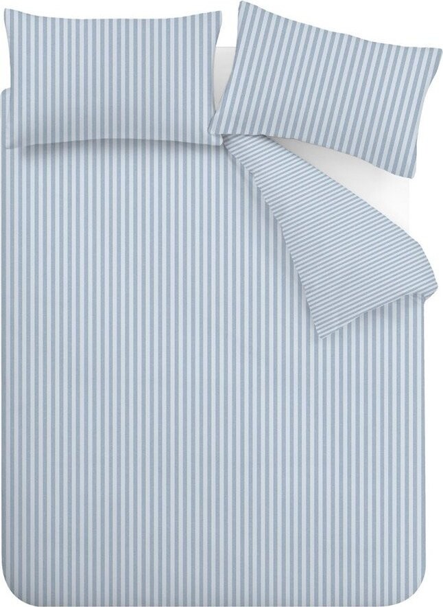 Modré 3dílné povlečení na dvoulůžko 200x200 cm Epping Textured Stripe – Catherine Lansfield