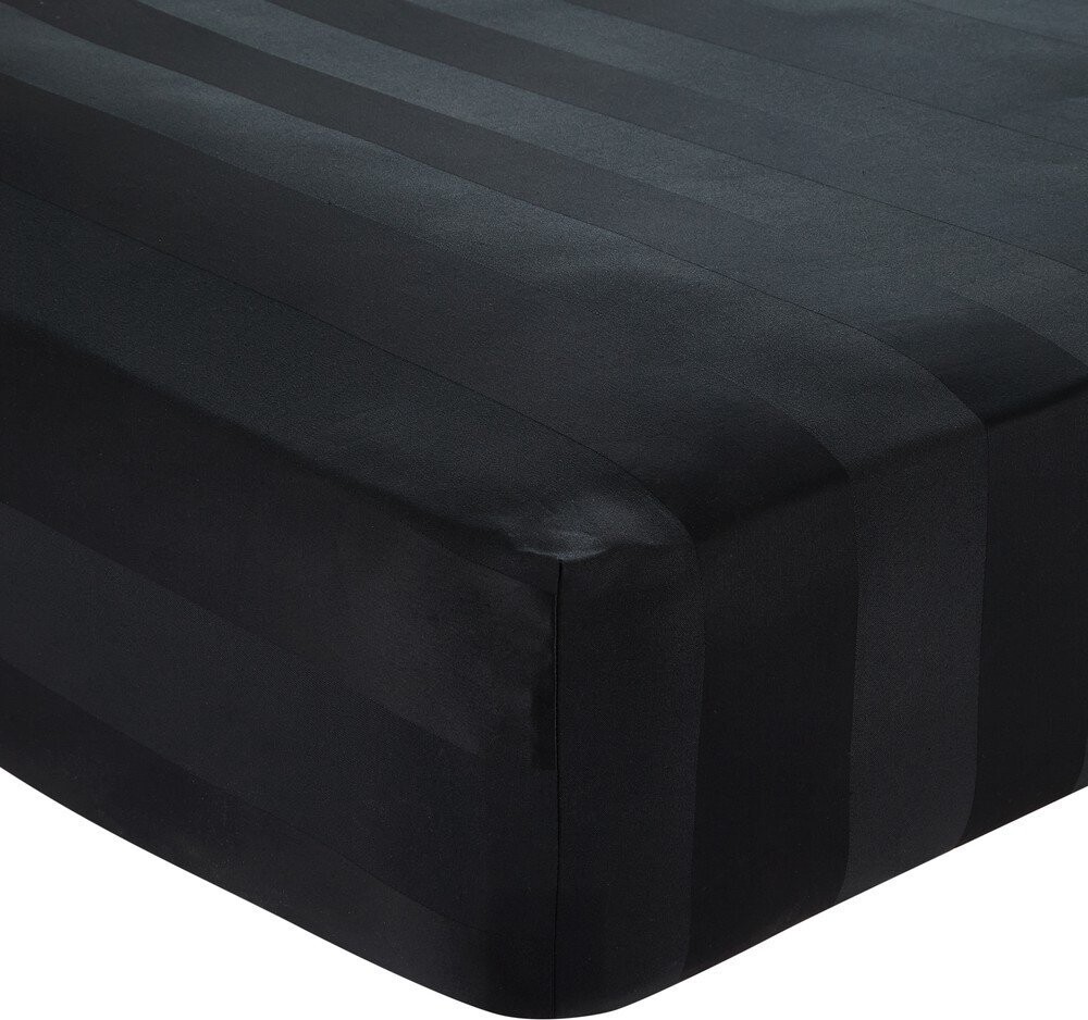 Černé napínací saténové prostěradlo 150x200 cm So Soft Satin Stripe – Catherine Lansfield