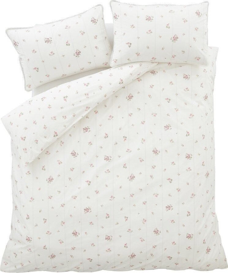 Krémové 3dílné povlečení na dvoulůžko z bavlněného perkálu 200x200 cm Vintage Rosebud Lace – Bianca