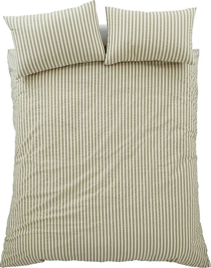 Zelené 3dílné povlečení na dvoulůžko 200x200 cm Cotton Rich Woven Stripe – Pineapple Elephant