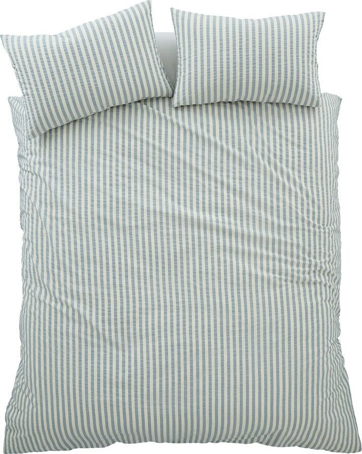 Modré 3dílné povlečení na dvoulůžko 200x200 cm Cotton Rich Woven Stripe – Pineapple Elephant