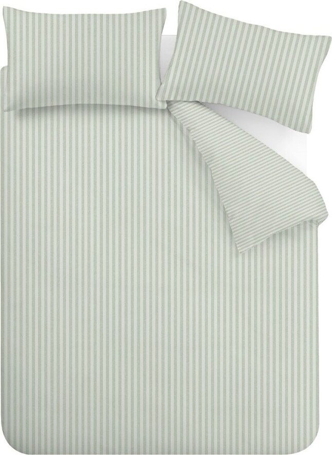 Zelené povlečení na jednolůžko 135x200 cm Epping Textured Stripe – Catherine Lansfield