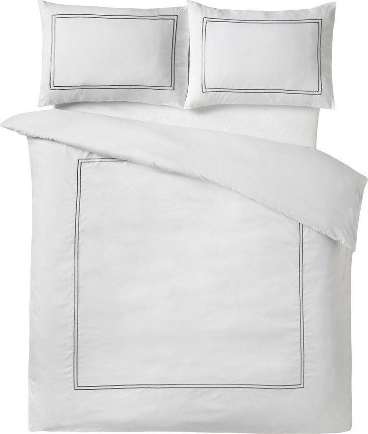 Bílé 3dílné saténové povlečení na dvoulůžko 200x200 cm So Soft Mono Satin Stitch – Catherine Lansfield