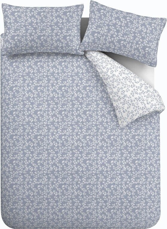 Modré 3dílné povlečení na dvoulůžko/prodloužené z bavlněného perkálu 230x220 cm Shadow Leaves – Bianca