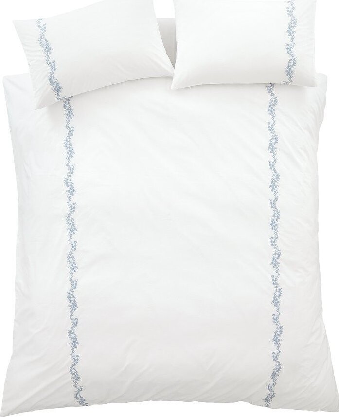 Bílé 3dílné povlečení na dvoulůžko z bavlněného perkálu 200x200 cm Camille Embroidered Floral – Bianca