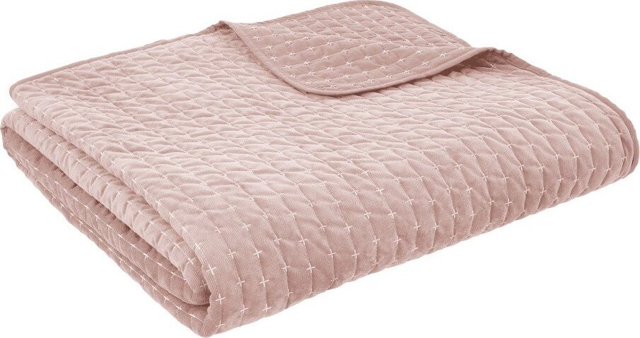 Starorůžový sametový prošívaný přehoz 240x260 cm Attica Velvet – Bianca