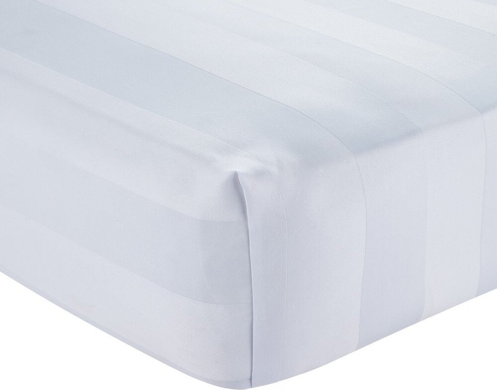 Bílé napínací saténové prostěradlo 150x200 cm So Soft Satin Stripe – Catherine Lansfield