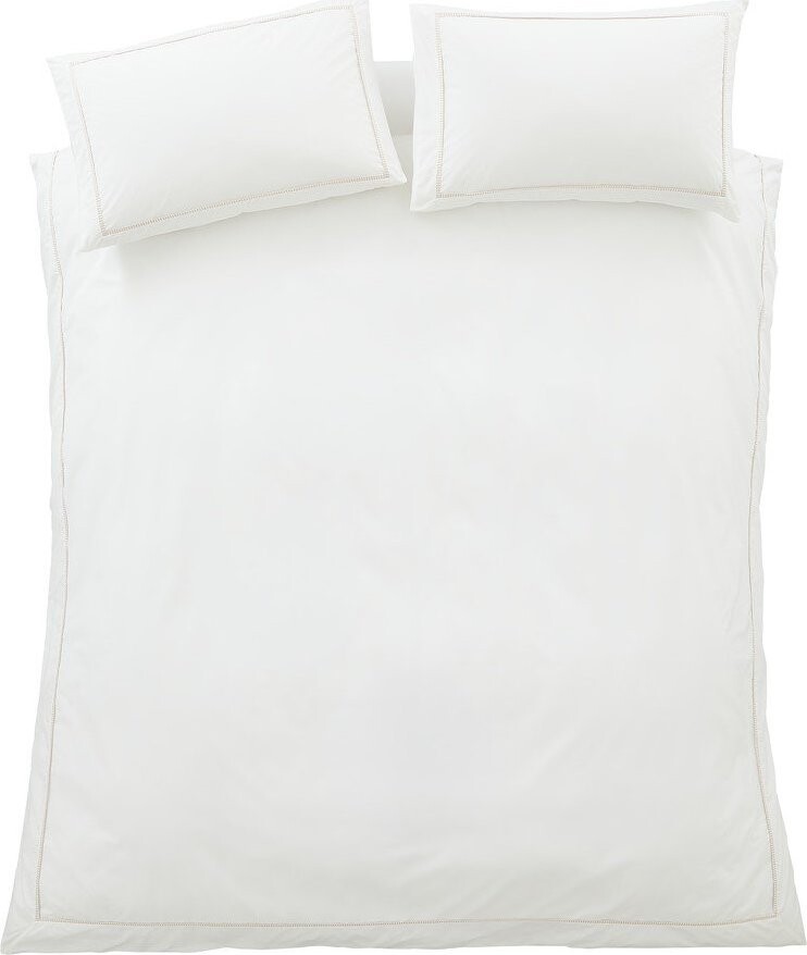 Bílé/béžové povlečení na jednolůžko z bavlněného perkálu 135x200 cm Contrast Trim – Bianca