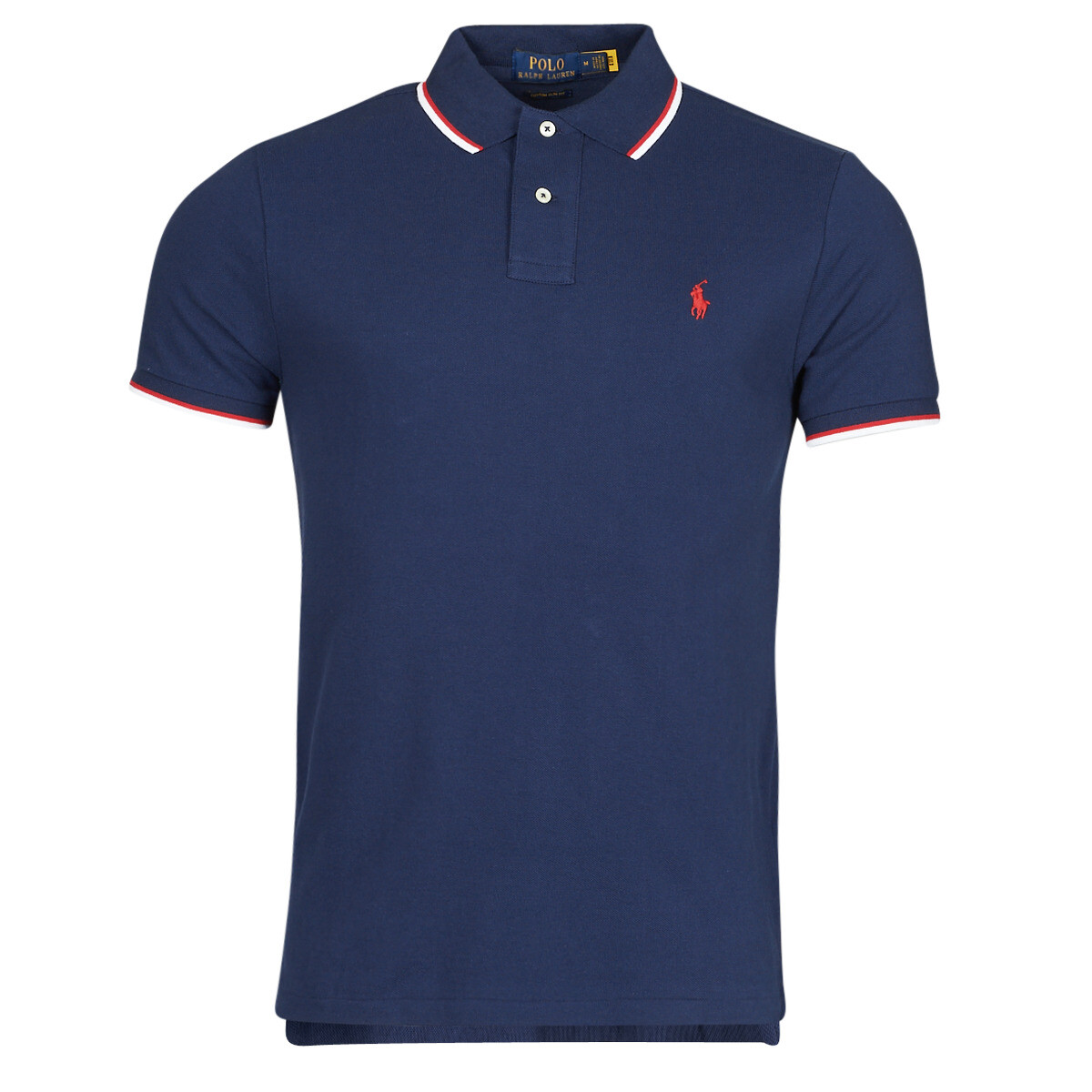 Polo Ralph Lauren  POLO COUPE DROITE EN COTON BASIC MESH COL RAYE  Modrá