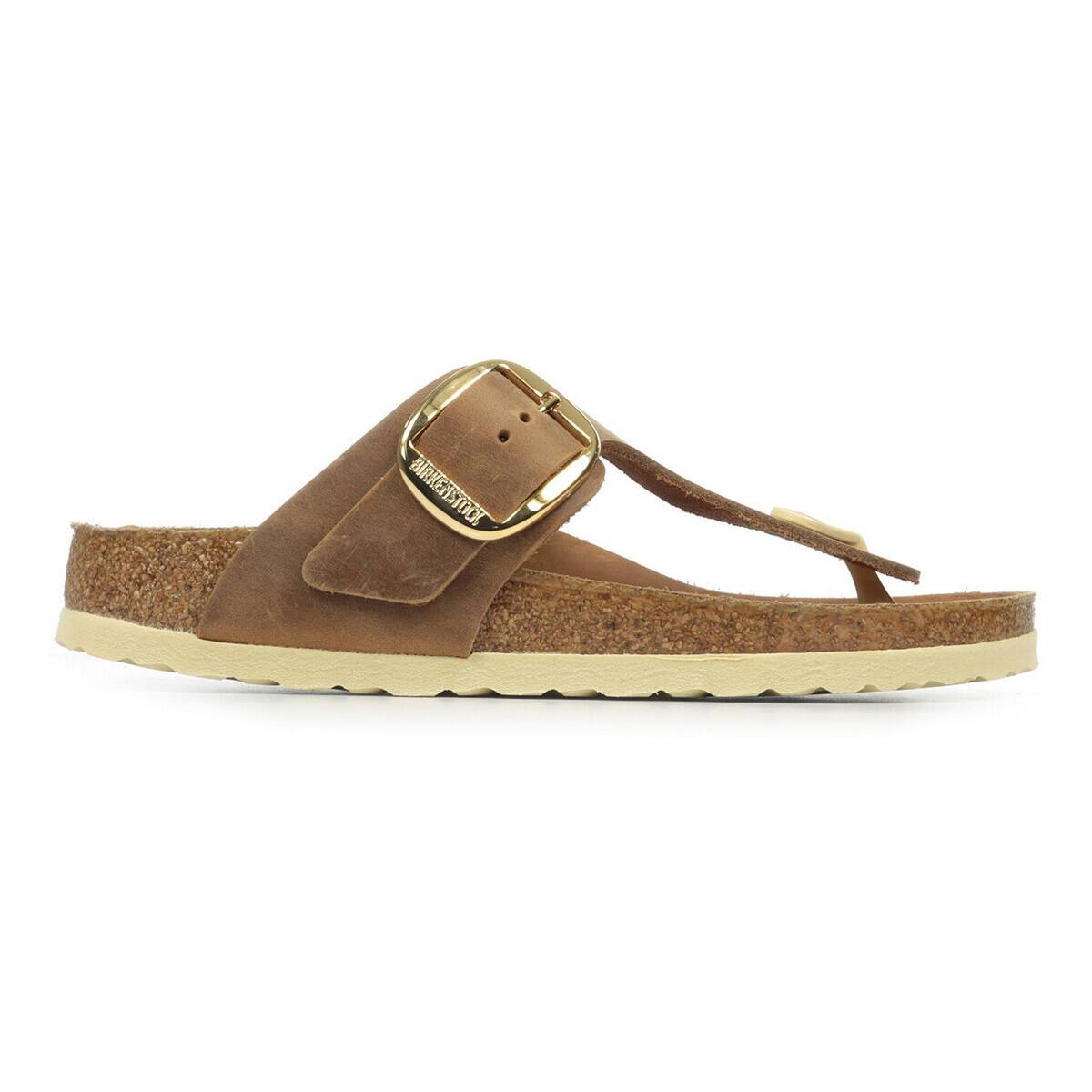 BIRKENSTOCK  Gizeh Oiled Leather Big Buckle Hex  Hnědá