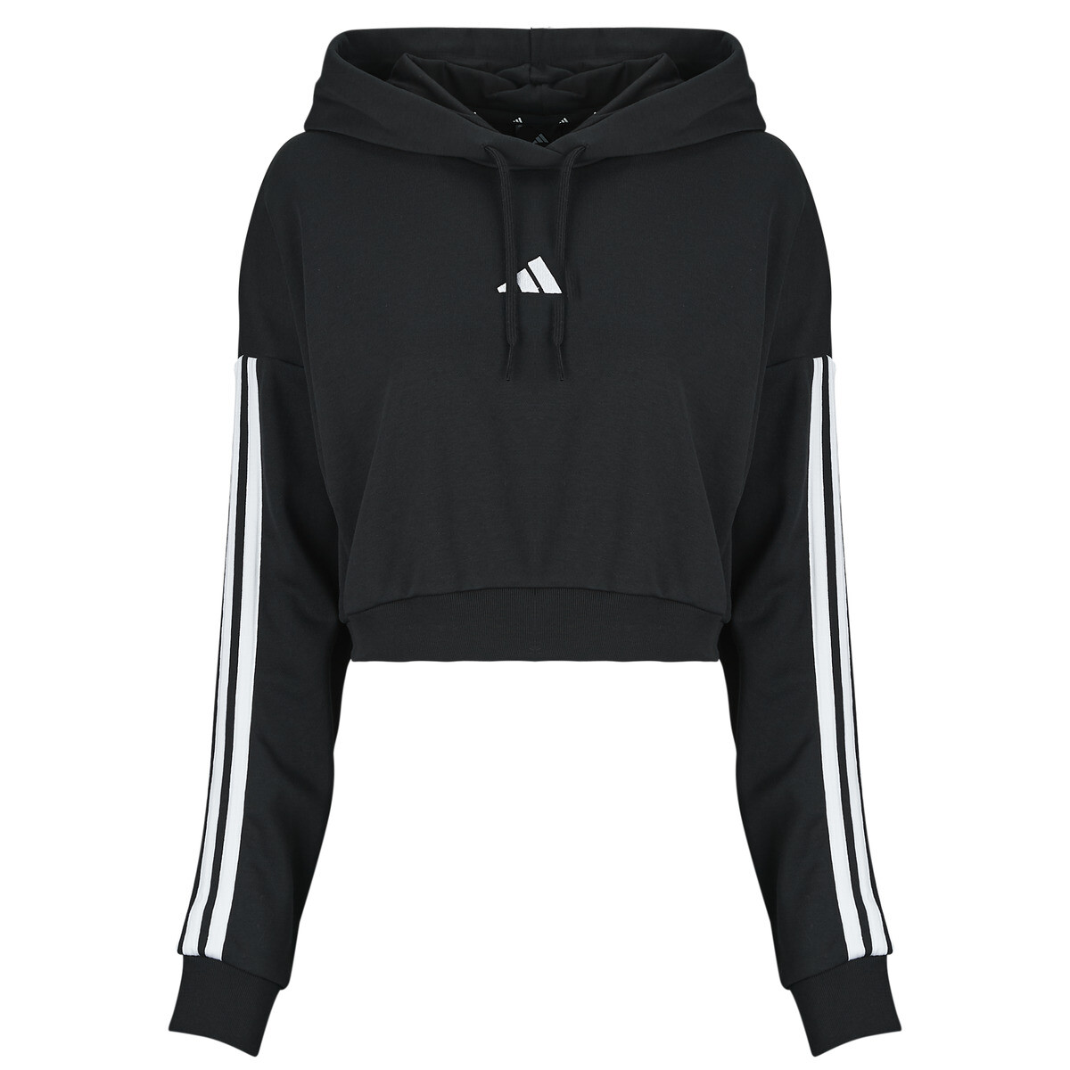 adidas  Essentials 3-Stripes French Terry Crop Hoodie  Černá