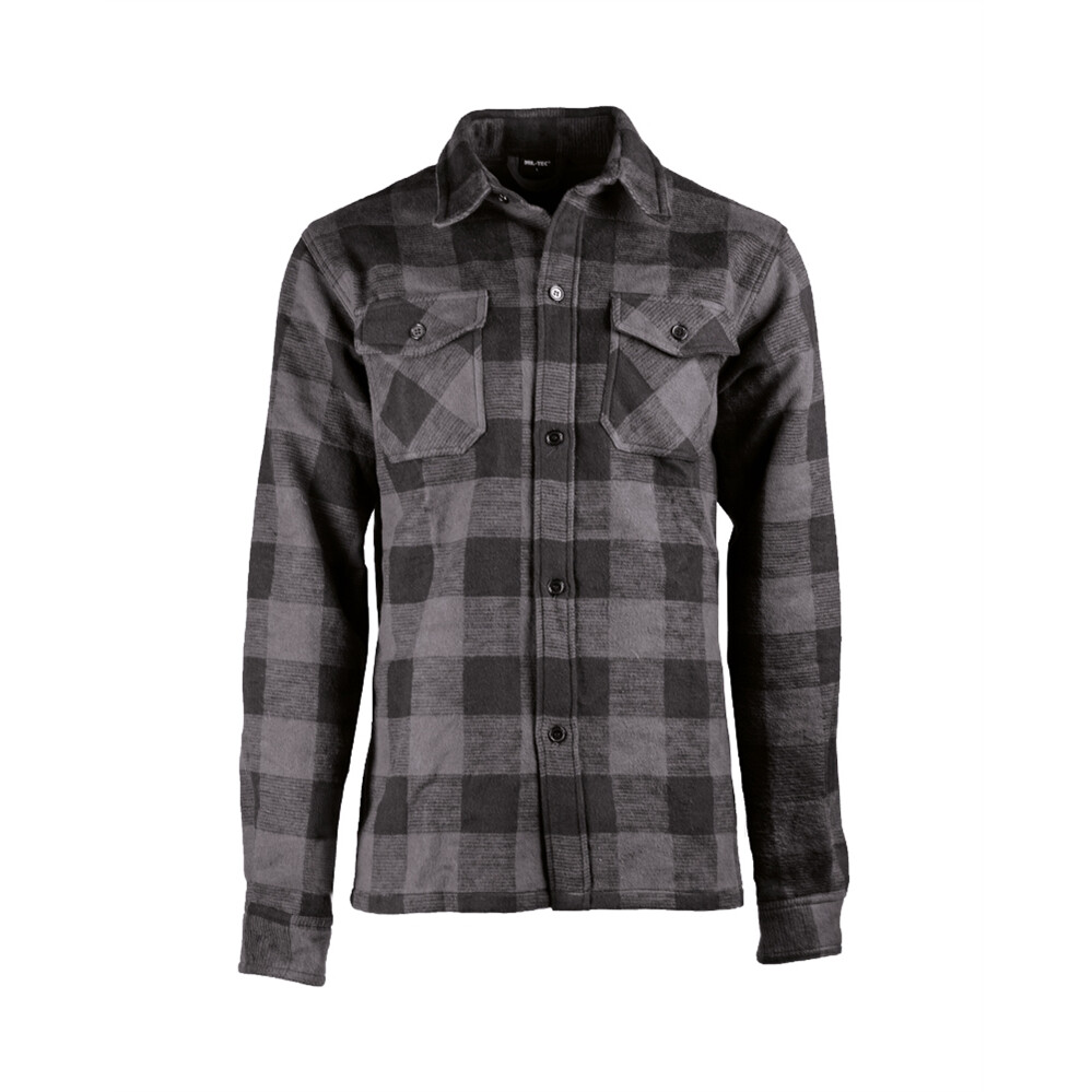 Košile dřevorubecká na knoflíky - šedá-černá,