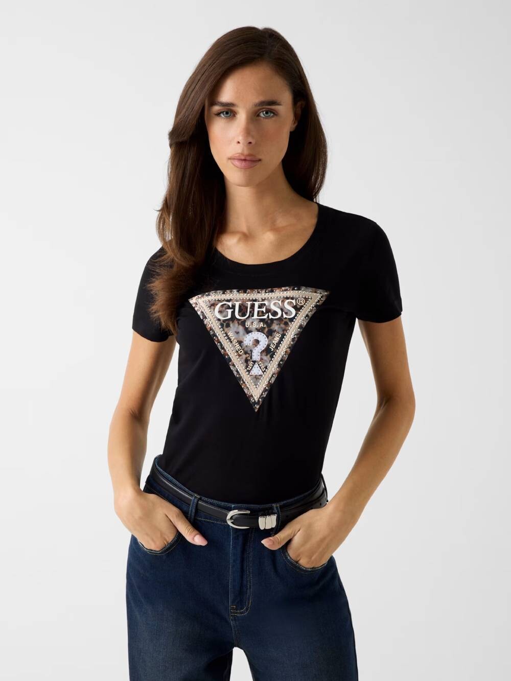 Guess dámské černé tričko W6RI32J1314-JBLK XS