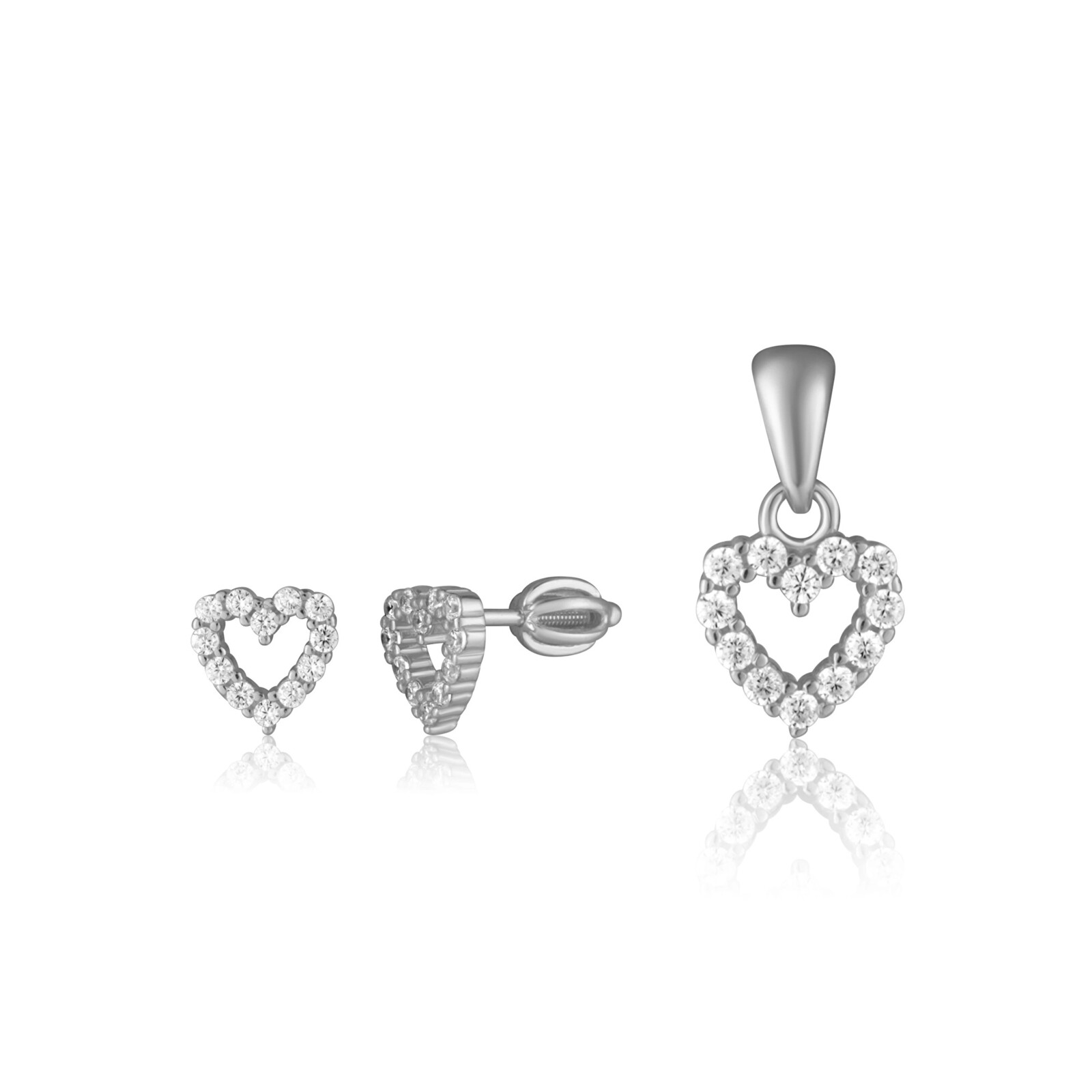 JVD Krásná stříbrná sada šperků Srdce SVLS0149SH2BI00 (přívěsek, náušnice)