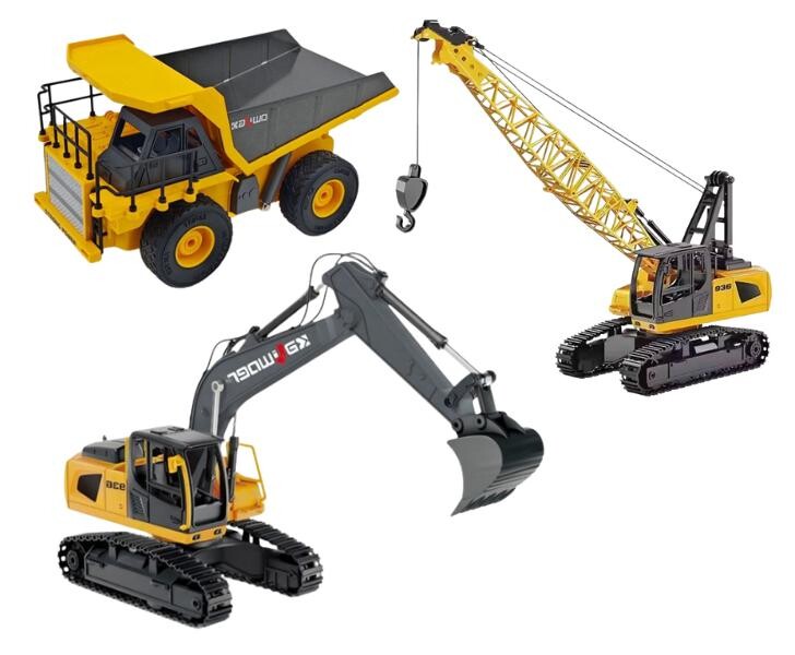 IQ models Set RC bagru, dump trucku a pásového jeřábu 1/24