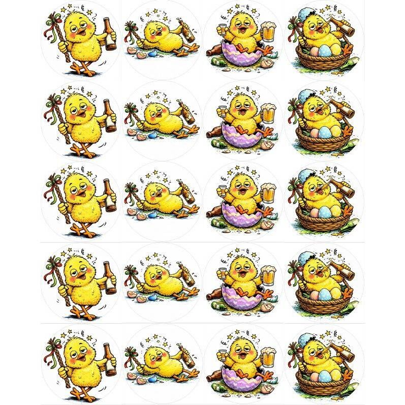 Jedlý papír na muffiny k vystříhnutí opilé kuřátko A4 - Pictu Hap