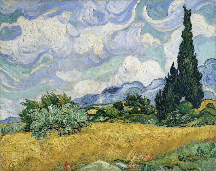 Vincent van Gogh Plakát, Obraz - Wheatfield with Cypresses, 1889, Vincent van Gogh, 40 × 30 cm