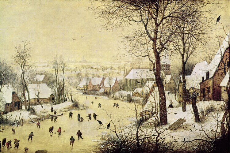 Pieter the Elder Bruegel Plakát, Obraz - Winter Landscape with Skaters and a Bird Trap, Pieter the Elder Bruegel, 40 × 26.7 cm