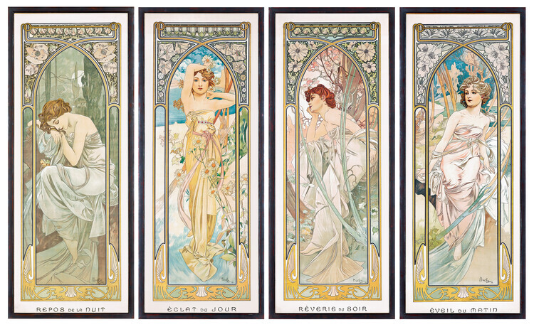 Alfons Mucha Plakát, Obraz - The Times of the Day (1899), Alfons Mucha, 40 × 24.5 cm