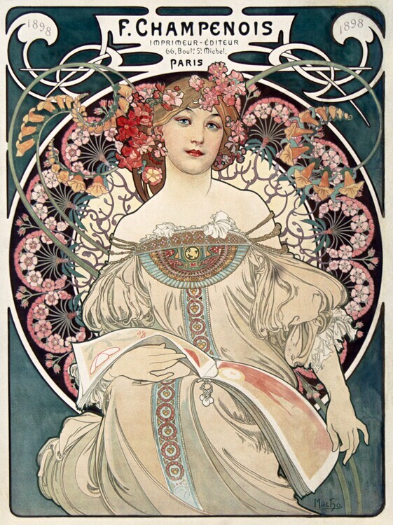 Alfons Mucha Plakát, Obraz - Lady in Green, Alfons Mucha, 30 × 40 cm